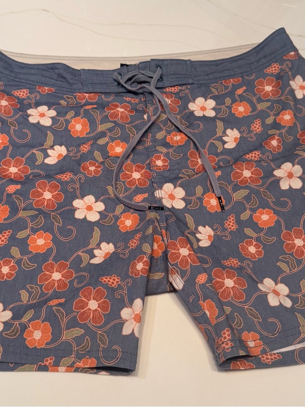 Men’s RVCA Blue Floral Drawstring  Board Shorts